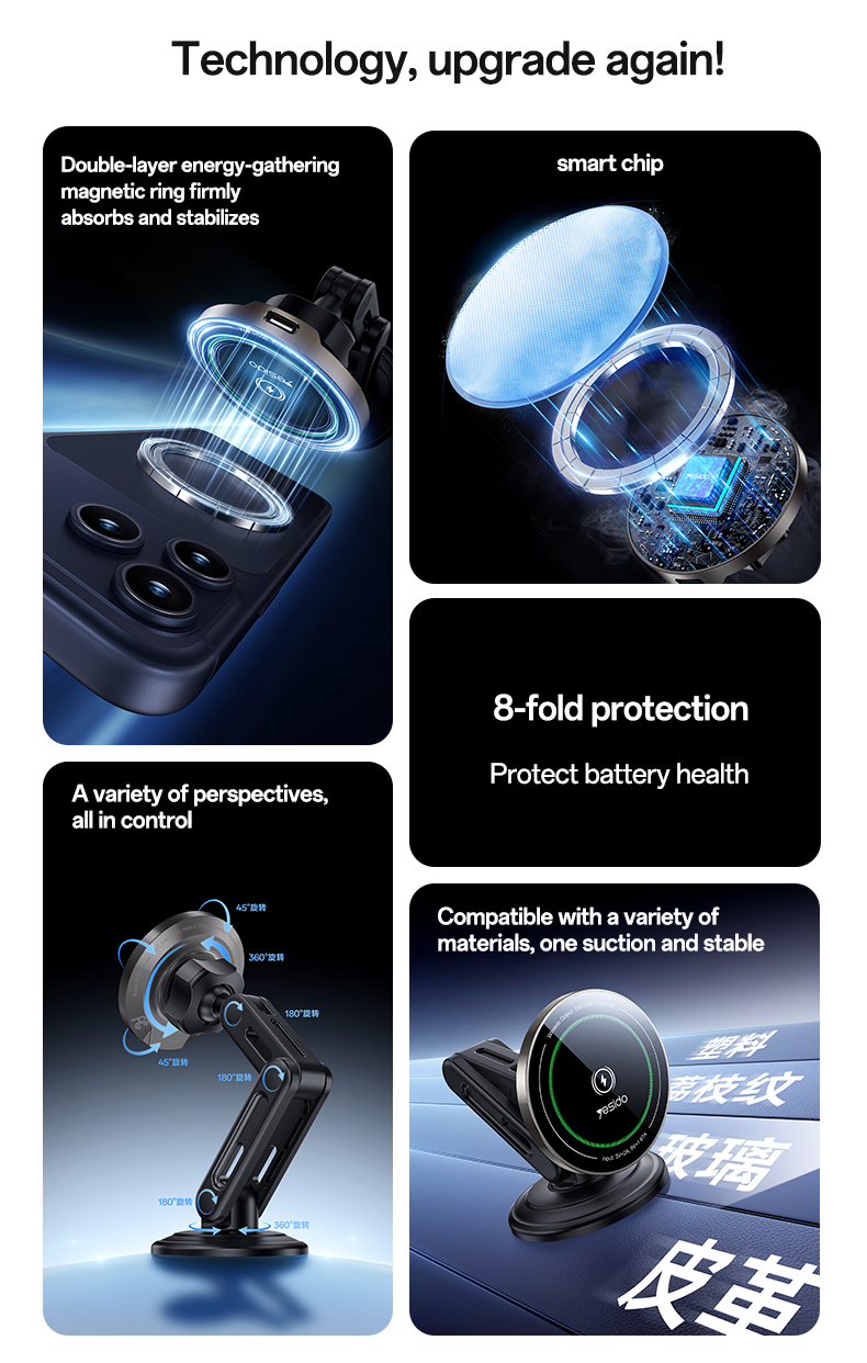 Buy cheap 15W Fast Charging Wireless Charger with N52 Strong Magnetic Adsorption and 8-fold Protection for Secure Phone Holding from wholesalers