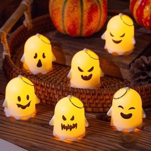 China Halloween Ghost Light Cute LED Night Light Mini Hanging Prop Warm Light Plastic Decor for Party Indoor Desktop Kids Gift on sale