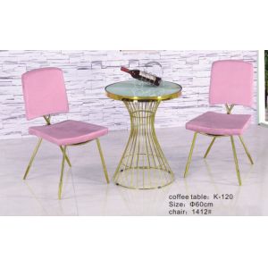 Buy cheap Gold Plated 700mm Wrought Iron Marble Coffee Table from wholesalers