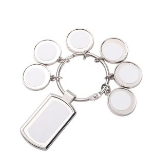 Buy cheap Custom Promotional Gift Keychain Blank Design Sublimation Charms Set Keychains With 3 Tags from wholesalers