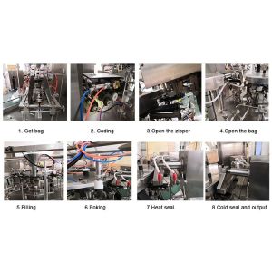 50bags/Min PLC Controlled Rotary Pouch Packing Machine For Candy Chocolate