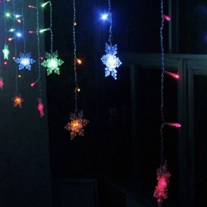 Christmas Snowflake Star String Lights 10ft 96LEDs String Blue Snowflake Lights