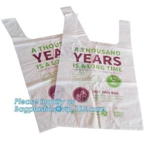 BioPlastic T-shirt bag used for take away food, Compostable Disposable