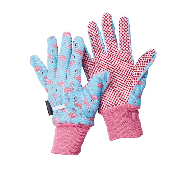 Colorfull C3820 Modelo Number Flower Pattern Gardening Work Gloves with Red PVC Dots