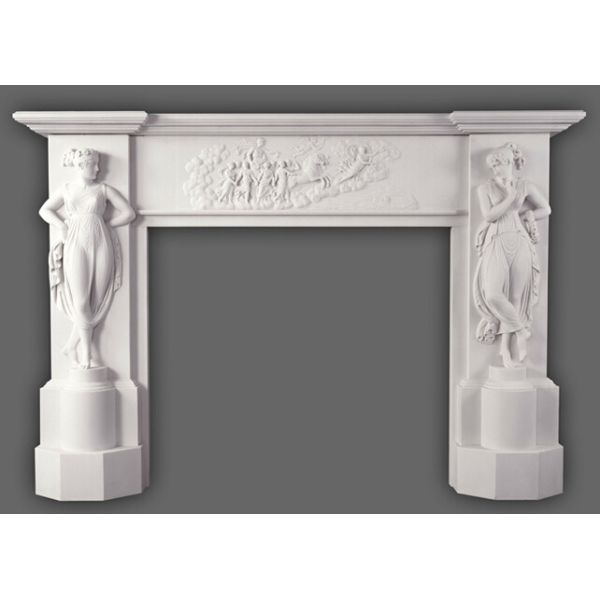 Quality New Design Natural Stone Yellow Fireplace Mantel for sale