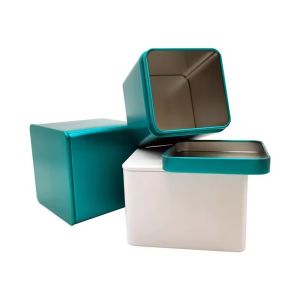 Buy cheap Custom Designs Metal Square Tea Tin Box Container/Food grade Coffee Cookie Candle Tea Tins for food pack from wholesalers