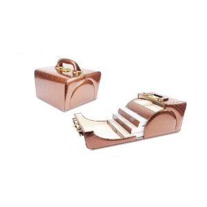 Buy cheap Leopard Faux Leather Jewelry Packaging Boxes Velvet Lining Material With Mirror from wholesalers