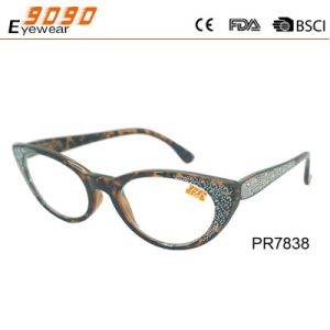 Fashionable reading glasses,made of plastic frame with diamond on the frame and