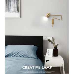 Adjustable Long-Arm retractable wall lamp Creative with switch Reading Bedside