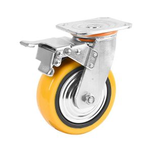 Buy cheap Orange Industrial Castor Wheel Heavy Duty PU Caster with Top Brake Initial Payment from wholesalers