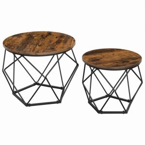 Buy cheap Big Antique Nested Walnut Wood And Metal Coffee Table from wholesalers