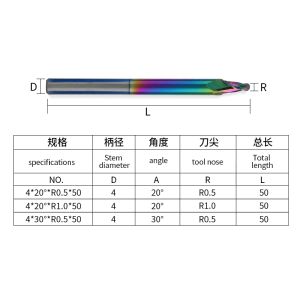 Buy cheap Aluminum CNC Engraving Machine Tool Carbide End Mill Colorful Tin Coating ODM Taper Nose Milling Cutter CNC Cutter Bit from wholesalers