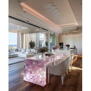 Elegant Modern Design Reception Desk Luxurious Stone-Finished Hotel Lobby Front