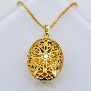 Buy cheap design fashion Vintage Oval Locket Pendants jewelry 18k gold plating Put in solid perfume from wholesalers
