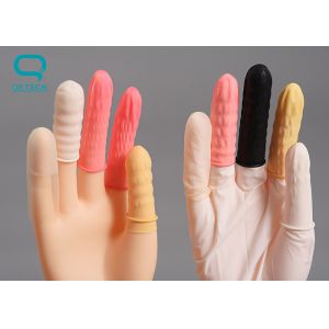 Buy cheap Frosted Translucent Rubber Latex Notched Finger Cots Anti Static from wholesalers