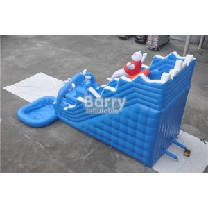 Blue Bear Big Inflatable Water Slides 12x9x7m With 2 Swimming Pool