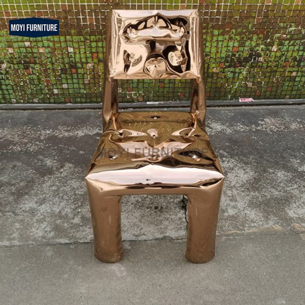 Standard Size Dining Chair Stainless Steel Style Featuring Creative Personalized Unique Design for Home Hotel Restaurant