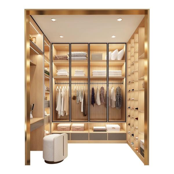 Buy cheap OEM Sliding door Modern Walk In Wardrobe Solutions Walnut Style from wholesalers
