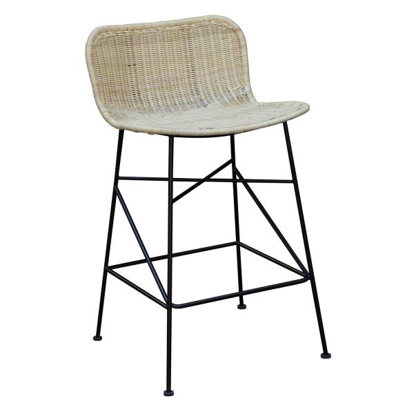 W52cm H98cm Rattan Wicker Bar Stools , Metal And Wicker Bar Stools Scandinavia