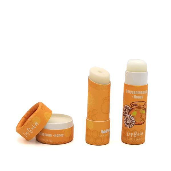 Quality Recyled Lip Balm Tubes Cardboard Cylinder Packaging With Push Tab for sale