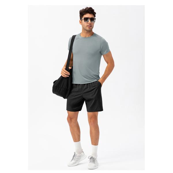 Spring and Summer Men Loose Running Quick Dry Clothes Round Neck T-Shirt Absorbent Breathable Fitness Sports Casual Short-Sleeved Clothes
