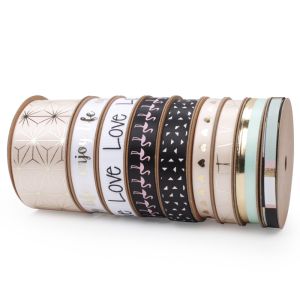 Gift wrapping ribbon polyester customized ribbons with logo