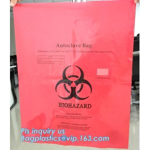 China PE plastic Yellow first aid medical waste bag,infectious emergency autoclavable biohazard bag on roll, bagplastics, pac on sale