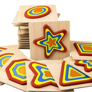 Buy cheap DIY 1cm Geometric Wooden Block Puzzle Toys Jigsaw Baby from wholesalers