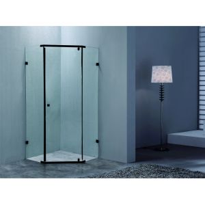 China Corner Shower Enclosure With 6mmT Tempered Glass Black SS Handle And Rod on sale