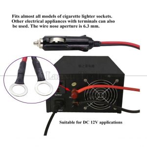 15A High Current DC Power Cigarette Plug to O Round Shape Terminal Cable for Car