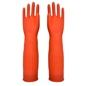 Buy cheap Red Waterproof Extra Long Sleeve Rubber Gloves  For Kitchen Cleaning from wholesalers