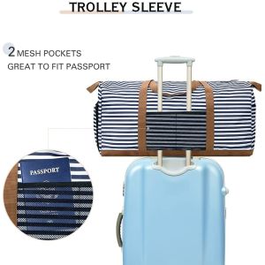 Xxl 100l 60L Travel Foldable Duffel Bag Waterproof Blue Stripe 24.8X11.8X11"