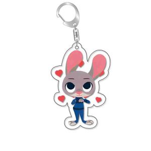 Zootopia Souvenir Printed Acrylic Charms Keychain With Metal Ring And Fashionabl