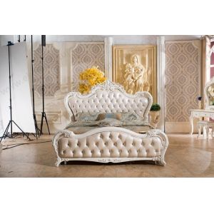 Buy cheap Luxury Bedroom Leather Tulip Bed Cheap Classic European Bed 9008 from wholesalers