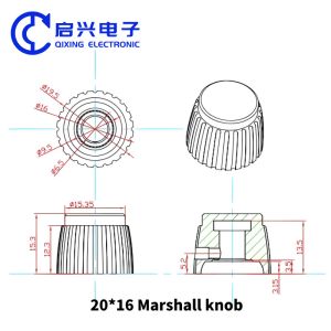 20X16 Marshall 6mm Spline Potentiometer Knob 500VAC Switch Adjustment