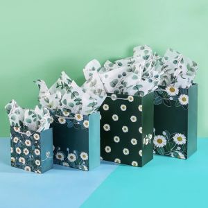 Custom Made Portable Logo Paper Bag With Rope Handle for Stickers and Gift Craft