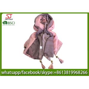 Buy cheap Chinese supplier two side wooden bead tassel spring summer thin tassel scarf 90*185cm 190g 100%polyester shawl exporter from wholesalers