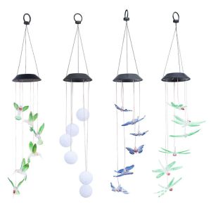 Solar Changing Color Hummingbird Wind Chime