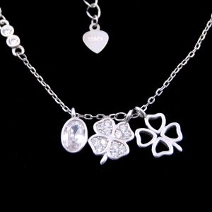 Buy cheap Customized New Jewellery Design Four Leaf Clover Shape Silver Necklace from wholesalers
