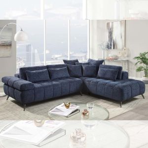Buy cheap Sectional Sofa with Adjustable Back and Pillows, Navy Fabric from wholesalers