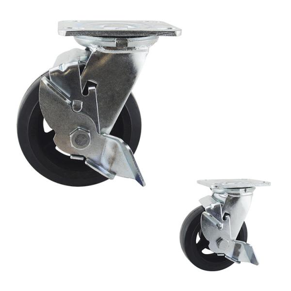 Quality 5"X2" Swivel Side Lock Iron Rubber Heavy Duty Casters for sale