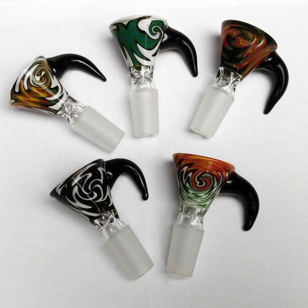 Heady Colored Glass Smoking Water Pipe Bowl With Handle Beautiful Slide