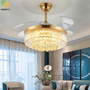 Buy cheap 42" Luxury Crystal Chandeliers Led Ceiling Fan With Retractable Blades from wholesalers