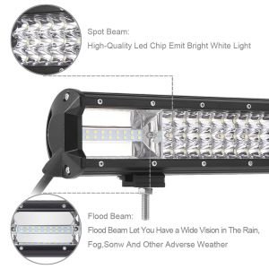 12" 16" 19" 23" Straight 3 Row Led Bar For Car 4WD 4x4 Offroad SUV Boat ATV