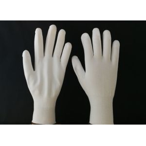 Buy cheap White Nylon Liner PU Coated Gloves Breathable Knitting Back Abrasion Resistant from wholesalers