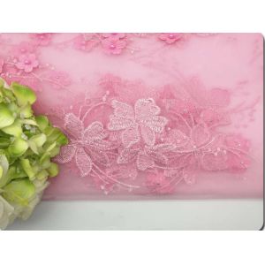 Buy cheap Polyester 3D flower embroidered Lace fabric with bead  for women garments from wholesalers