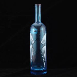 Fancy Screen Printing Round Shape Blue Vodka Bottle for Industrial of Liquor and