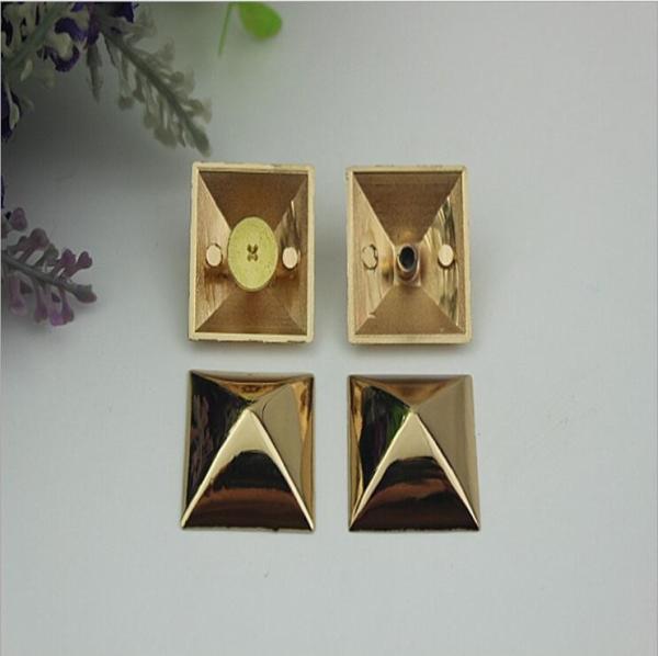 Quality Bag hardware accessories light gold button decoration square shape rivet stud 25 mm with screws for sale
