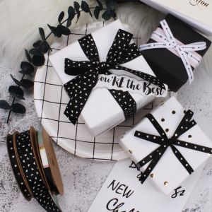 Gift wrapping ribbon polyester customized ribbons with logo