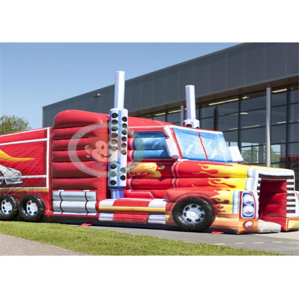Car Bouncy Assault Course , Inflatable Water Obstacle Course Digital Printing